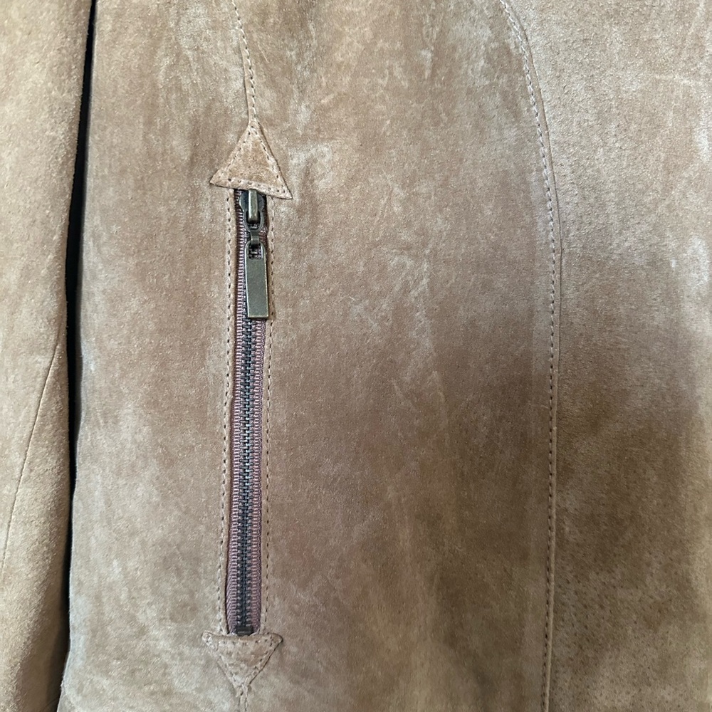 Vintage Gallery Tan Suede Leather  Fringe Biker Style Jacket.  Size M - Picture 4 of 4